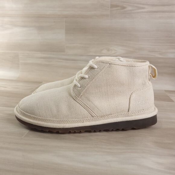 UGG Other - UGG Neumel Natural Chukka Boots Mens Ivory Size 10 High Top Lace Up Fur Canvas